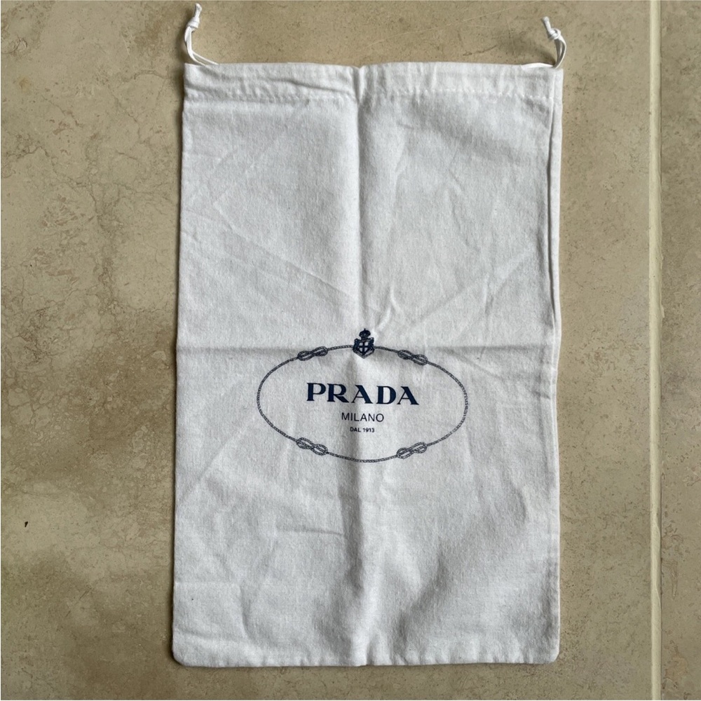 PRADA Milano Storage travel replacement dust bag white drawstring 13.5”x 8.5”